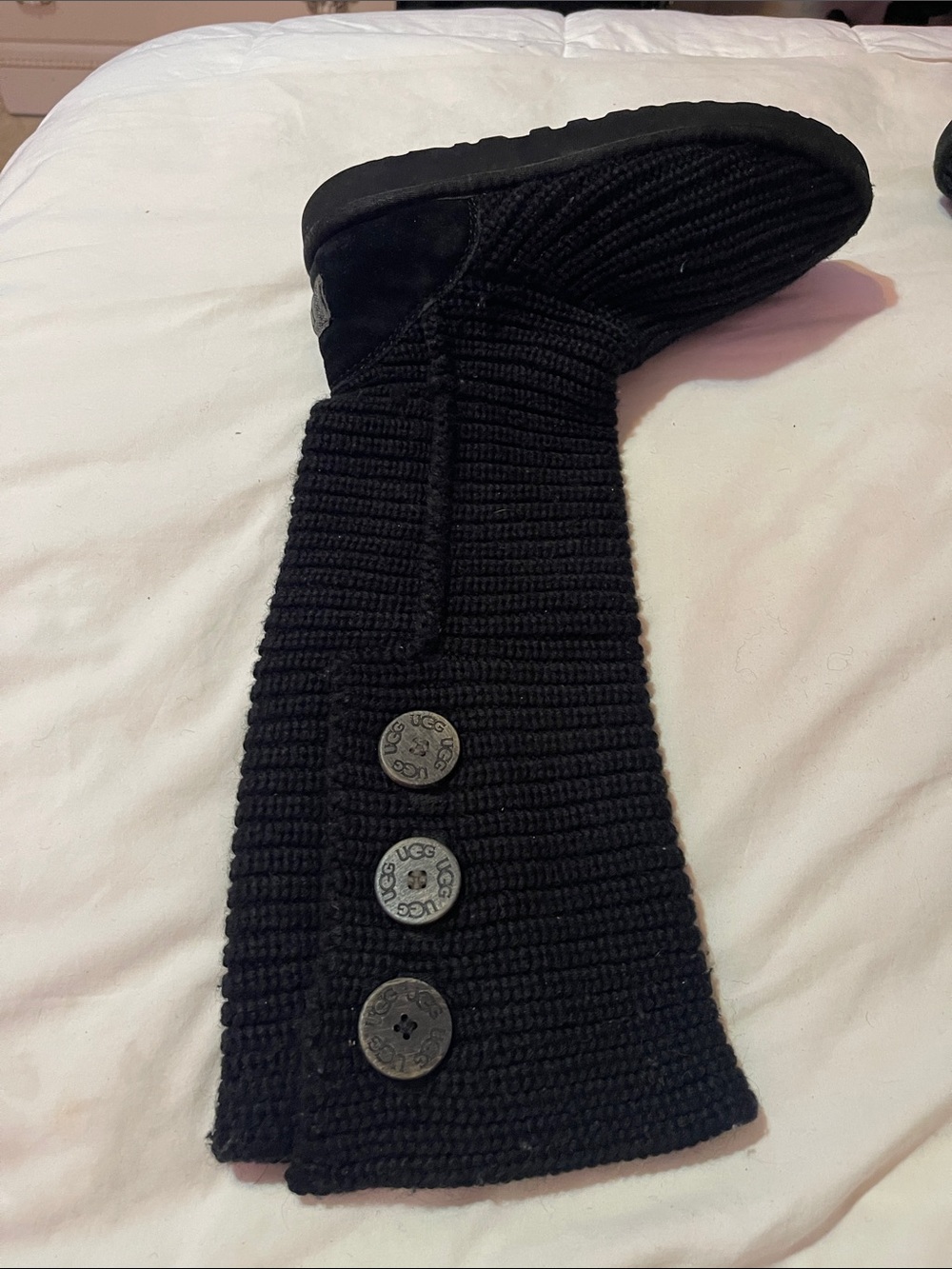 UGG Classic Cardy Black Sweater Knit Tall Boots (Style #5819) size 9